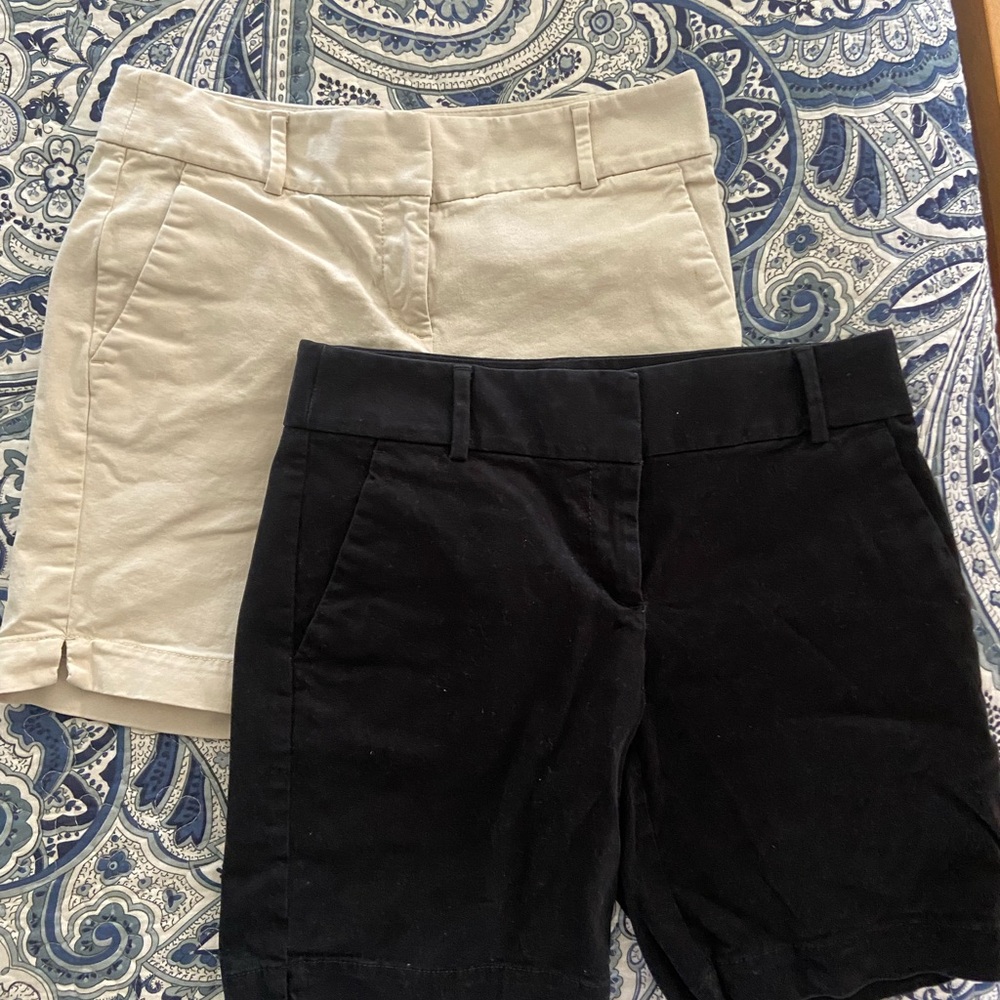 LOFT Black and Cream Bermudas Tailored Shorts